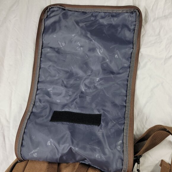 Witzman Canvas Backpack Travel Rucksack Multi Pocket Large Capacity Brown - Picture 10 of 12